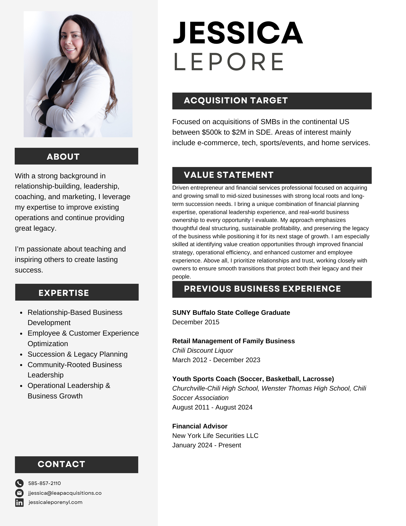 Jessica LePore, founder of LEAP Acquisitions